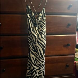 Divided Black and White Slip Dress for Night Out